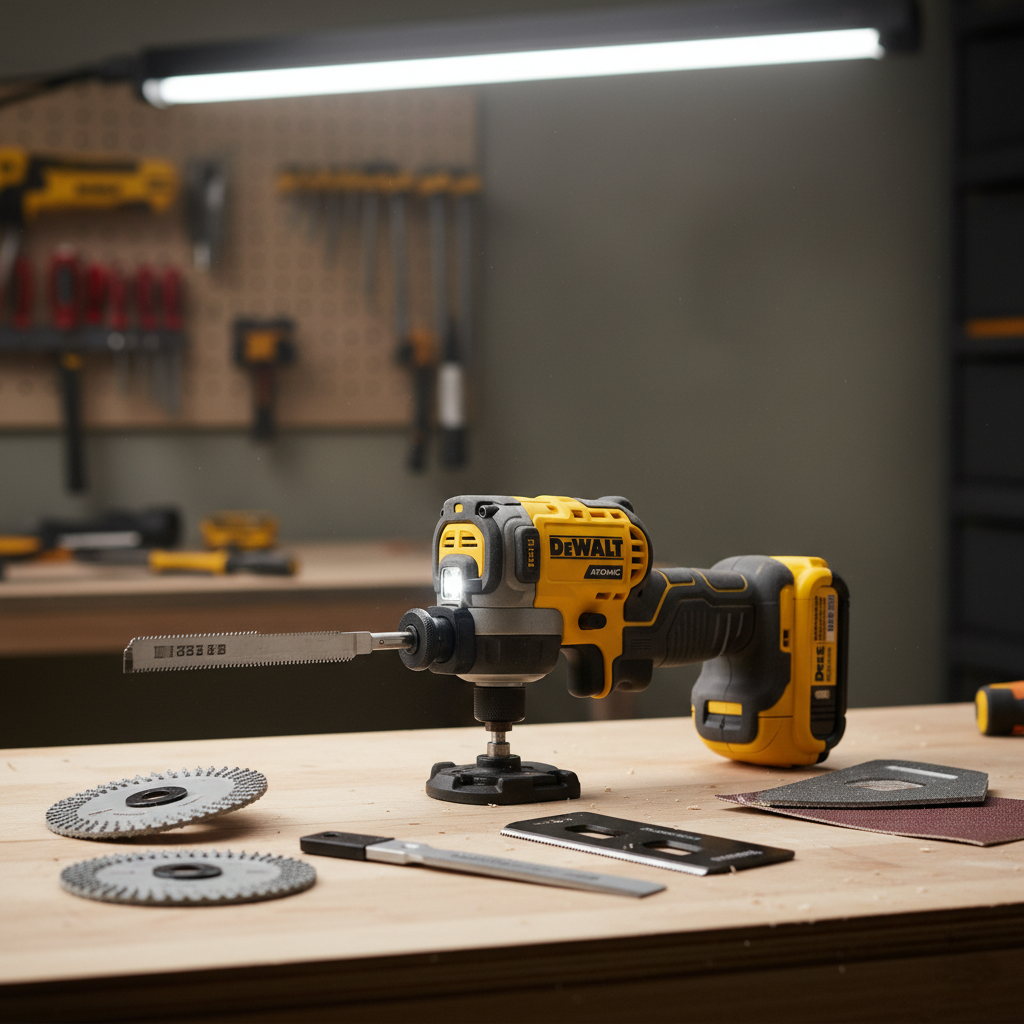 The "Secret Weapon" – A photo of an Oscillating Multi-Tool with various blades.