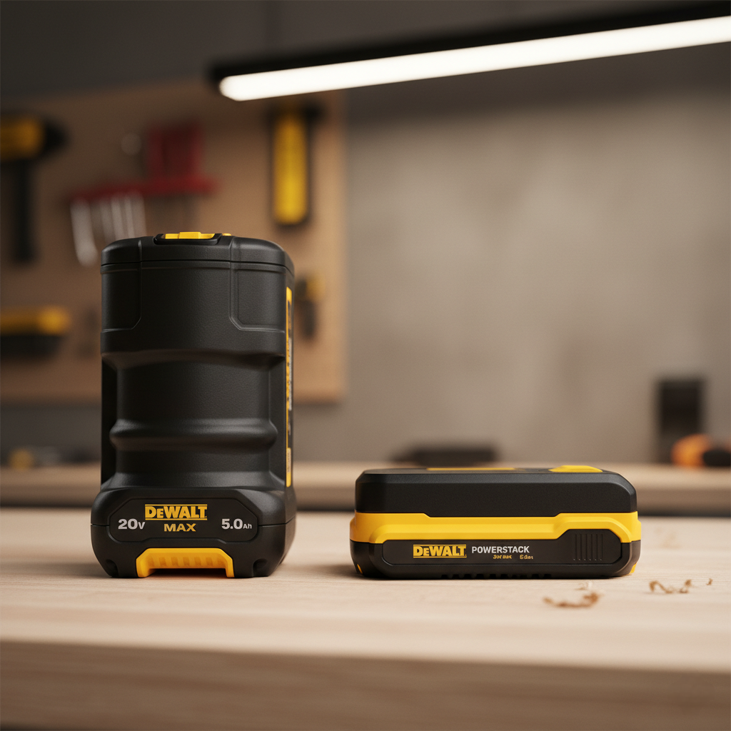 Comparison Shot – A side-by-side photo of a standard cylindrical cell battery vs. a 2026 Pouch-cell/PowerStack battery.